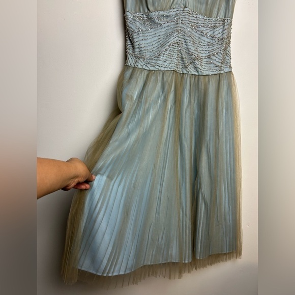 VTG Y2K JS Boutique Beaded Dres Size 8 Lace fairy Teal Babydoll Hoco Romantic - Picture 5 of 16